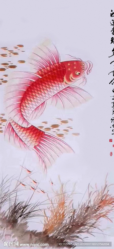鸿运当头锦鱼装饰画