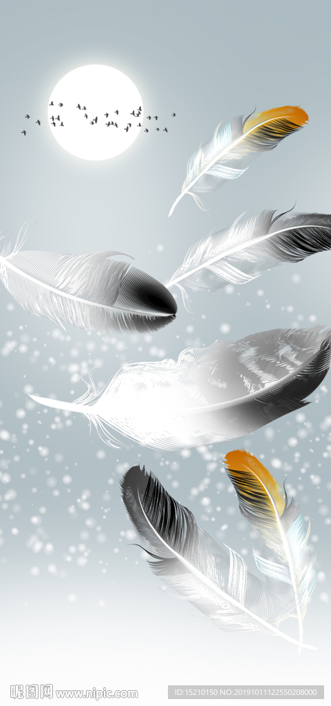 羽毛玄关背景墙