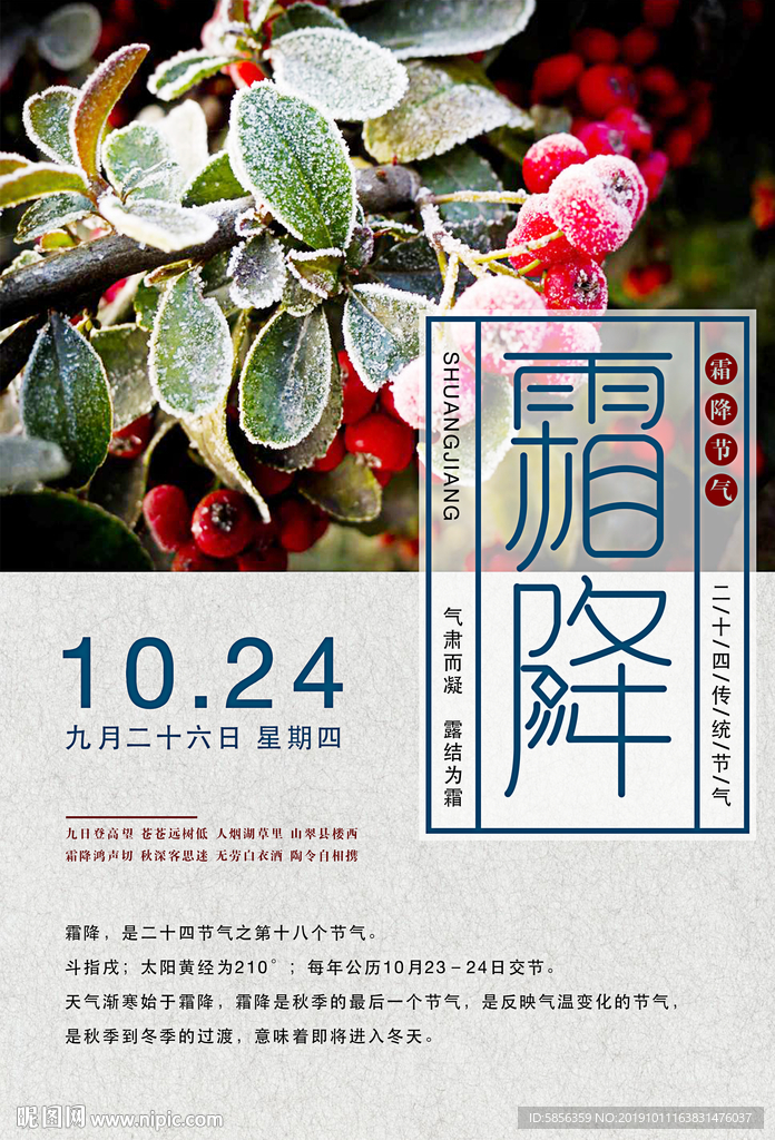 二十四节气之霜降宣传海报