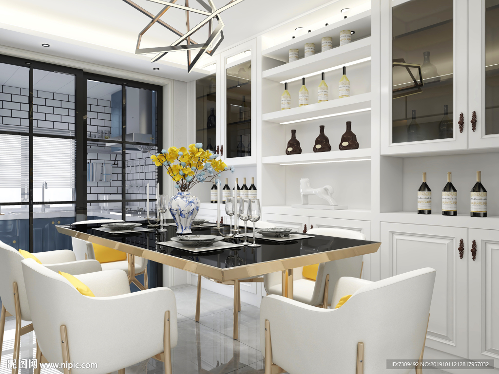 简欧风格客餐厅装修效果图