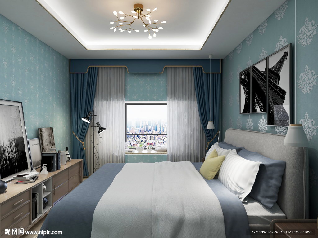 简欧风格主卧装修效果图