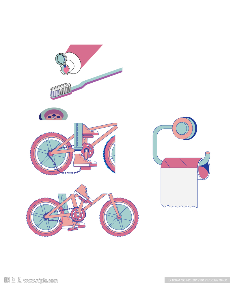 卡通自行车元素