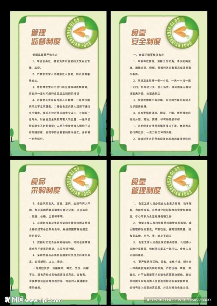 简洁食堂制度展板四件套