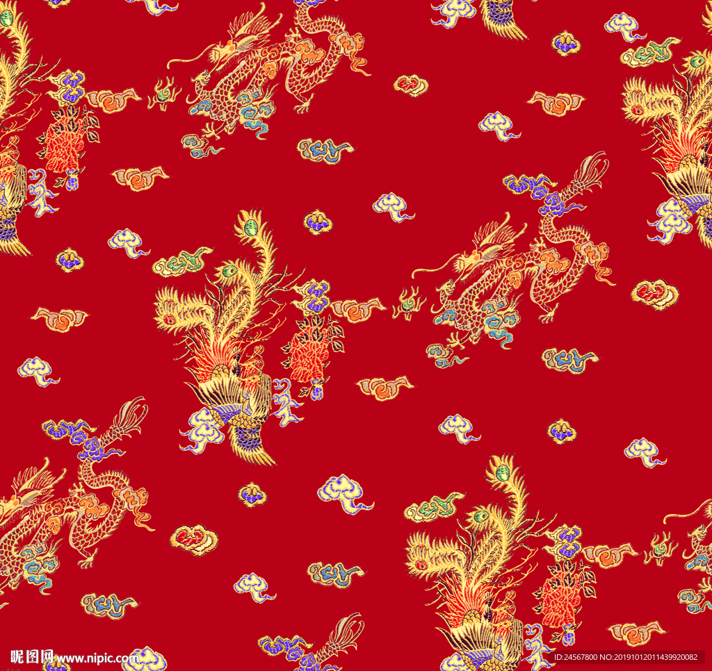 数码印花 龙凤