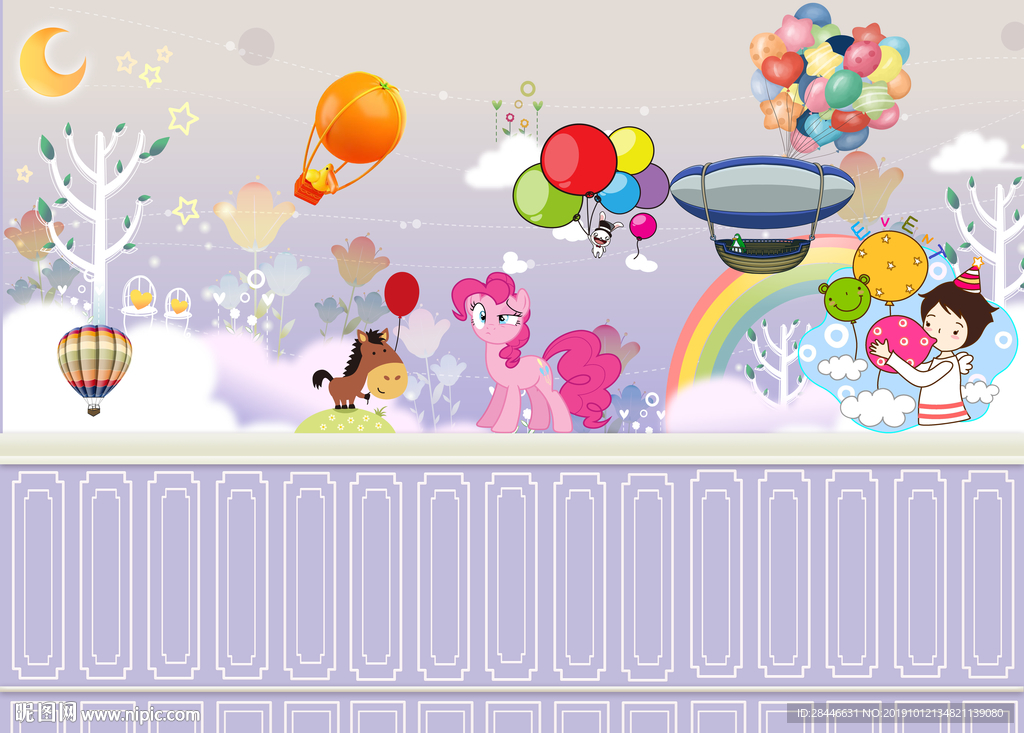 卡通背景墙手绘儿童房