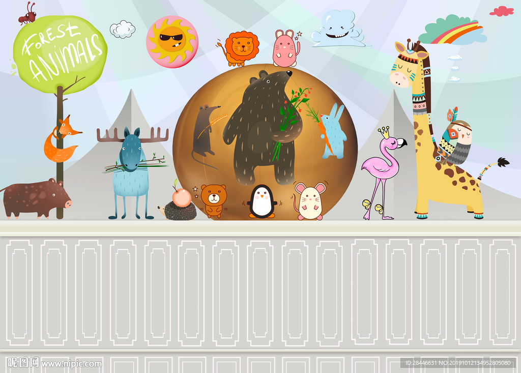 卡通背景墙手绘儿童房