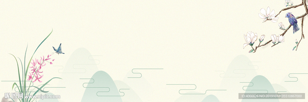 中式兰花古典元素背景