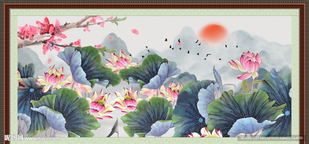 荷花国画