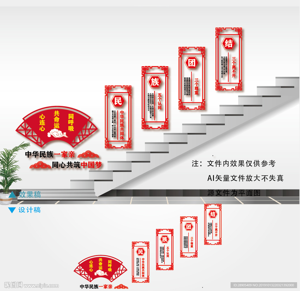 民族团结楼梯文化墙