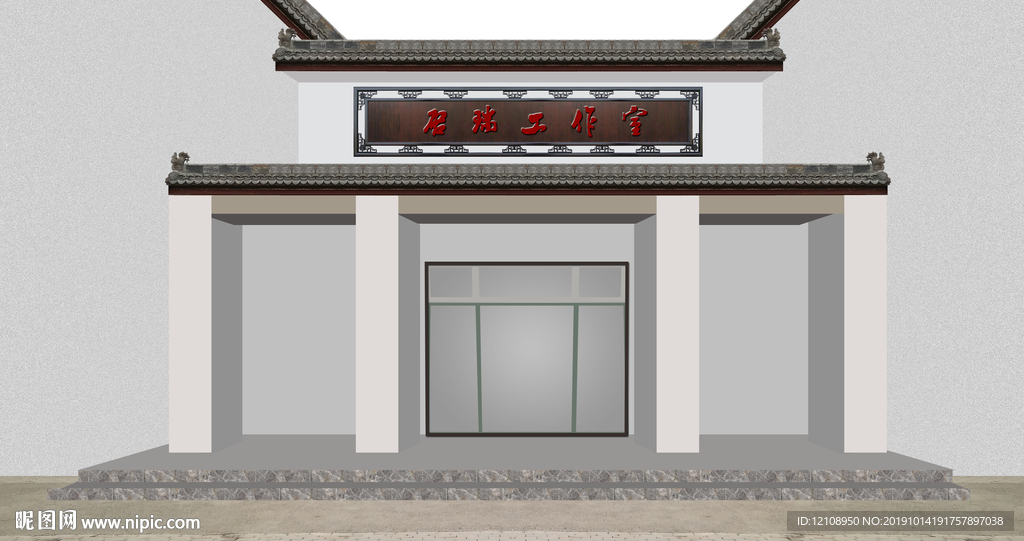 古代江南院门LED大屏小品图