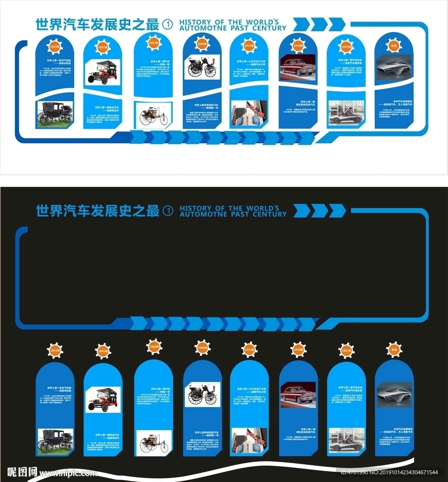 百年汽车发展史之最文化墙矢量图
