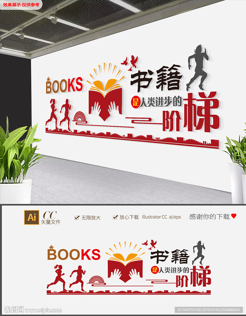 书籍是人类进步的阶梯文化墙