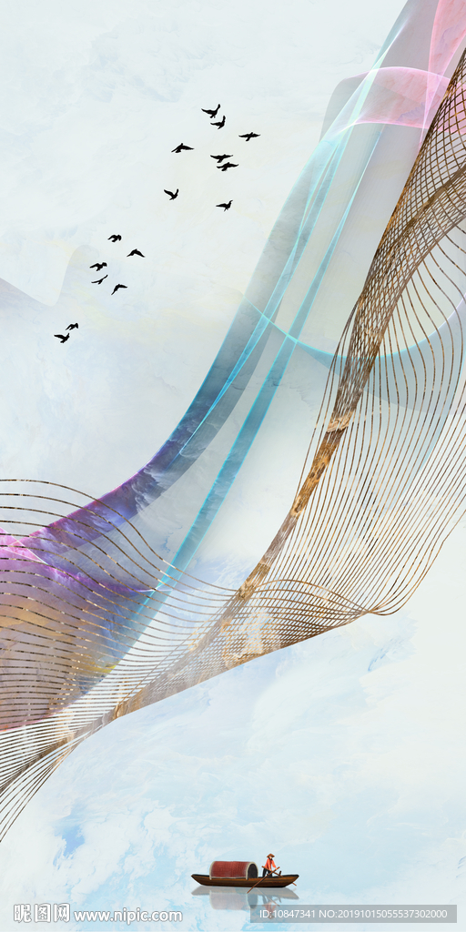 线条北欧玄关挂画 TIF分层