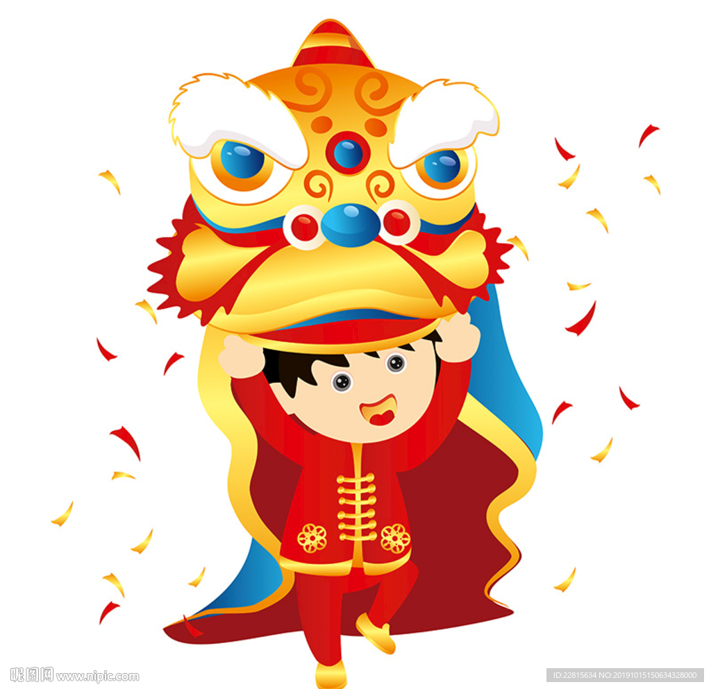 矢量春节舞狮插图