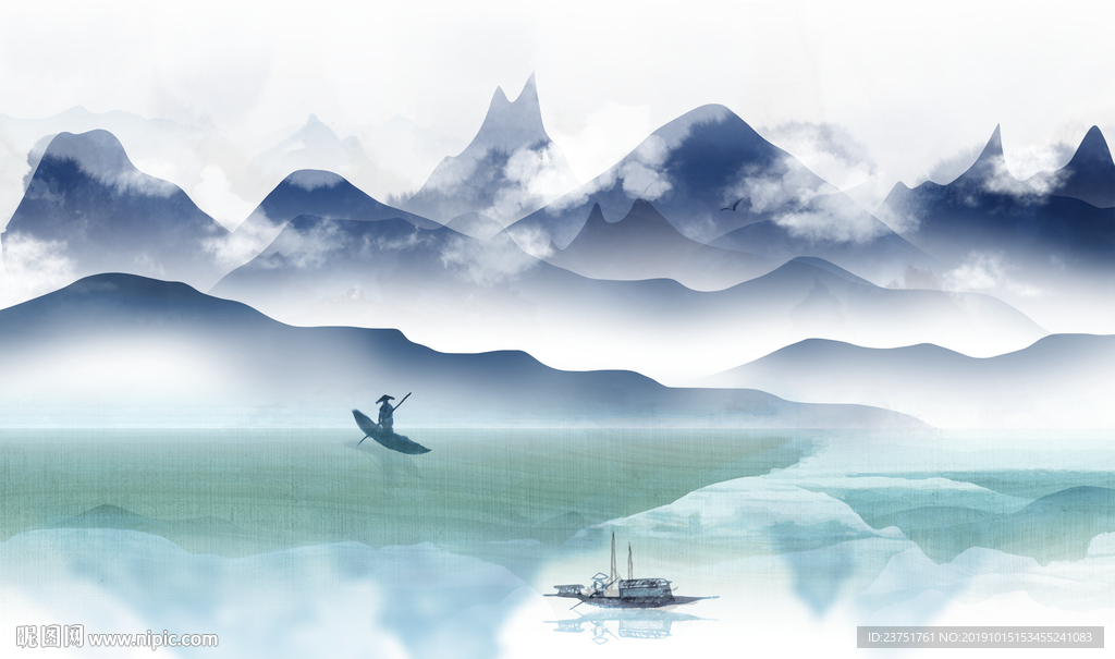 手绘山水