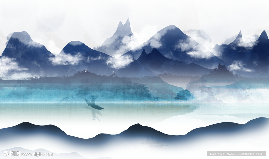 手绘山水