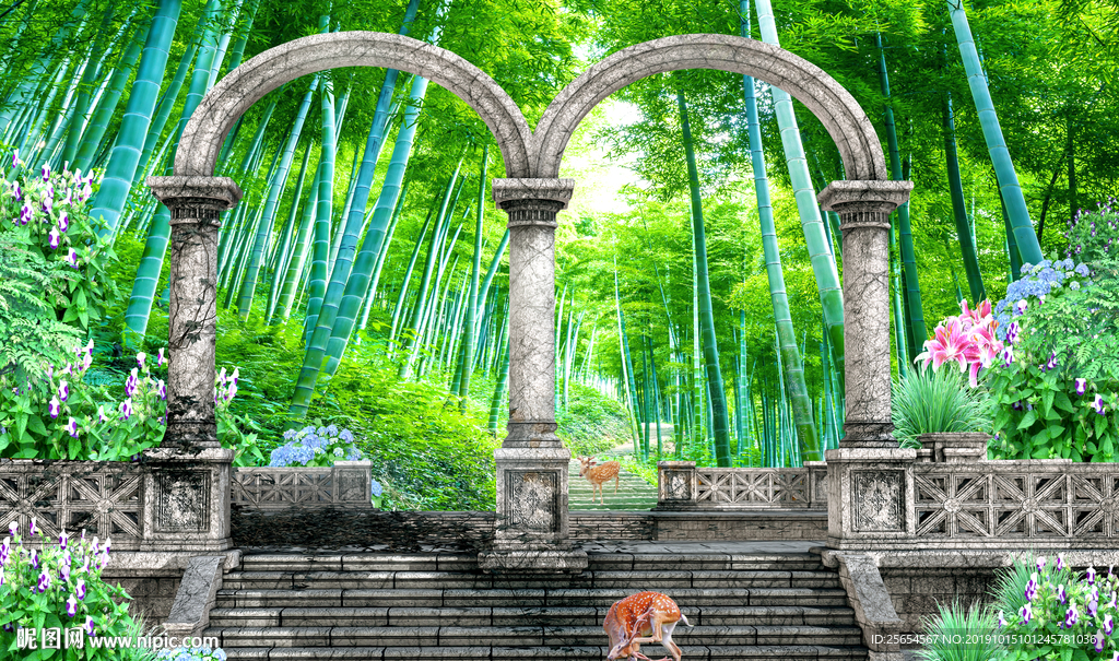 清新唯美林荫大道3D电视沙发背