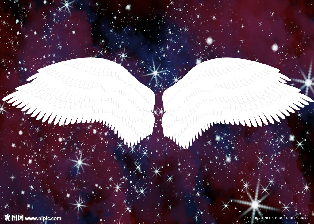 手绘网红翅膀背景拍照墙