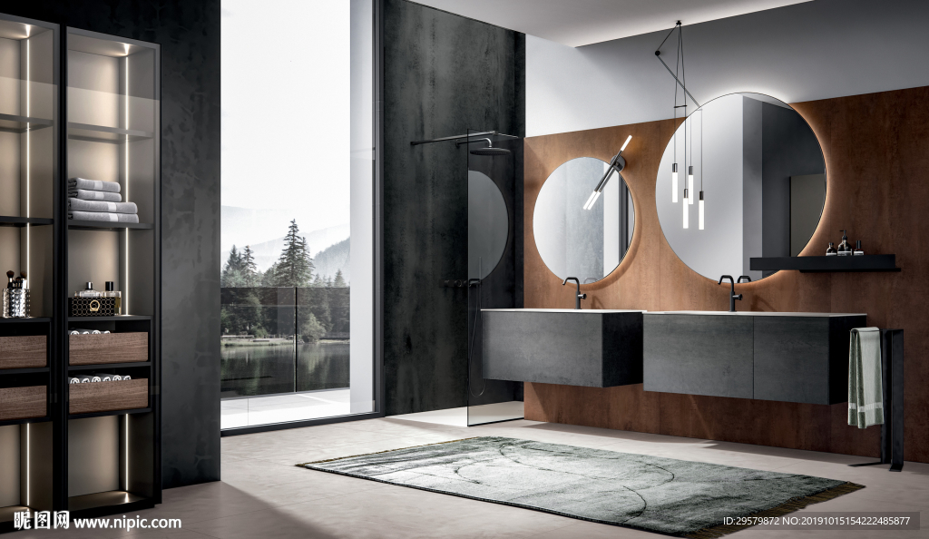 现代北欧风格 仿古砖铺图空间