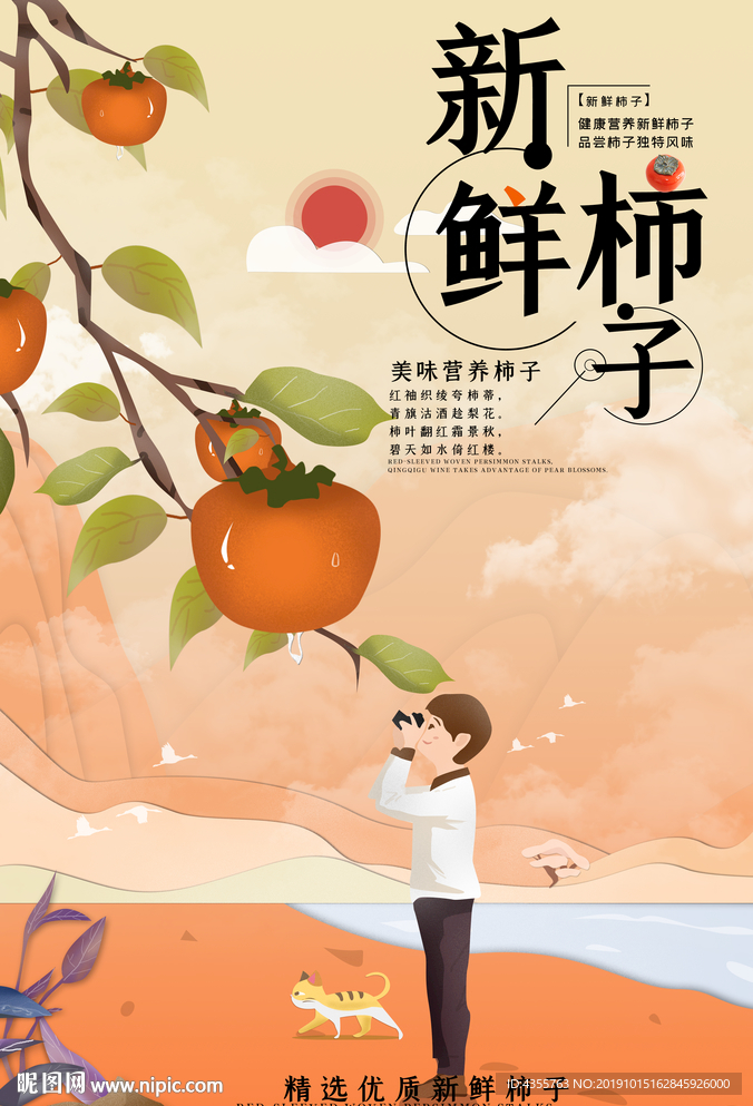 柿子 新鲜柿子 柿子熟了t