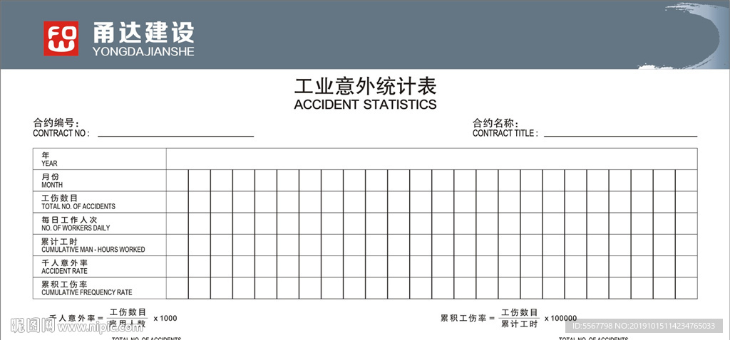 工业意外统计表