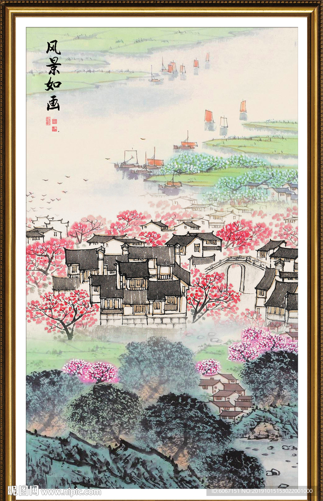 竖幅山水画