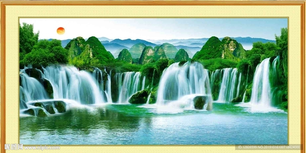山水瀑布