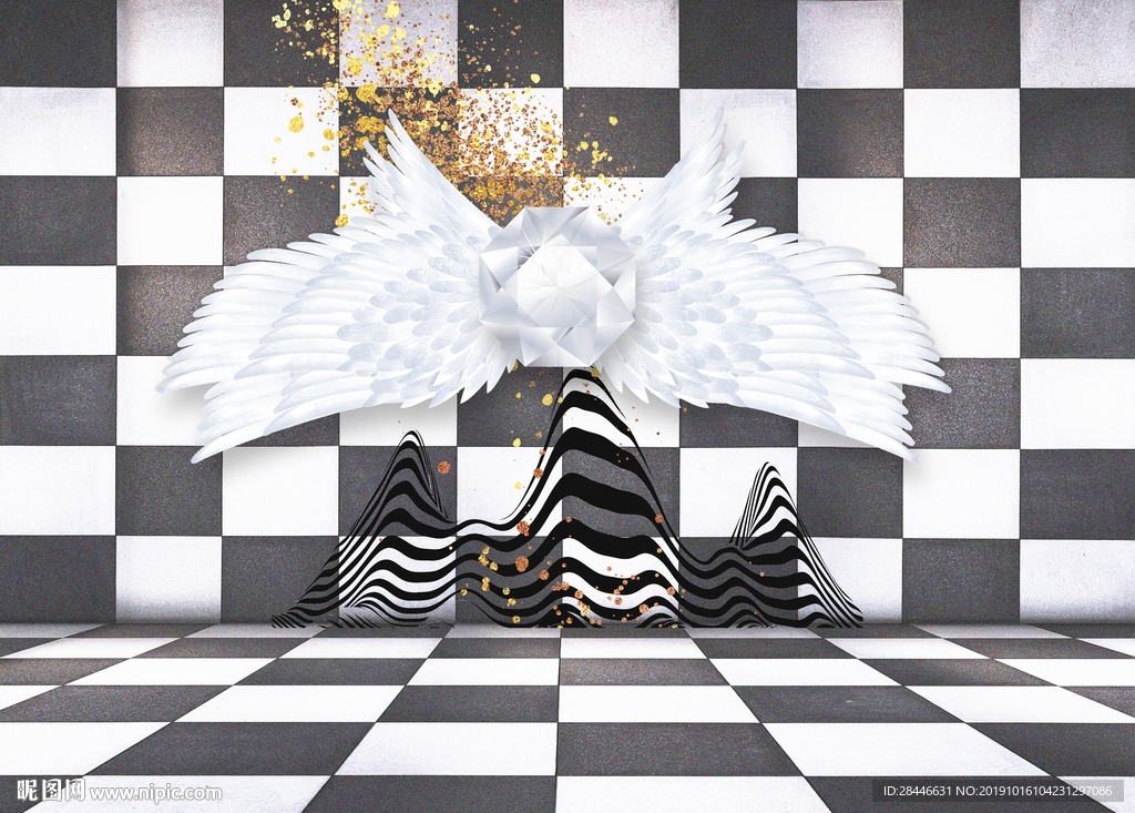 翅膀背景墙拍照墙