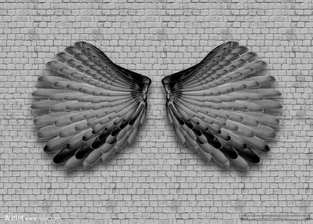 翅膀背景墙拍照墙