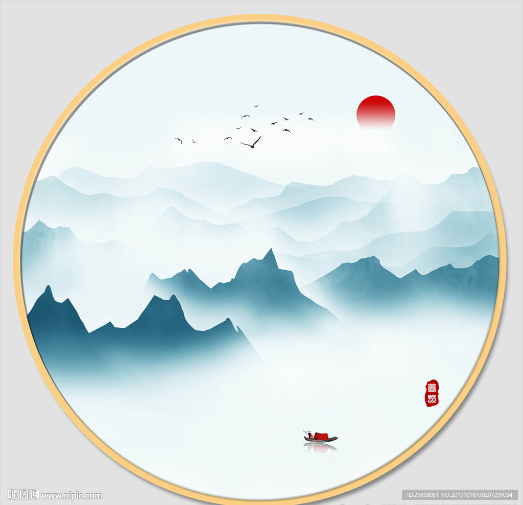 圆形水墨
