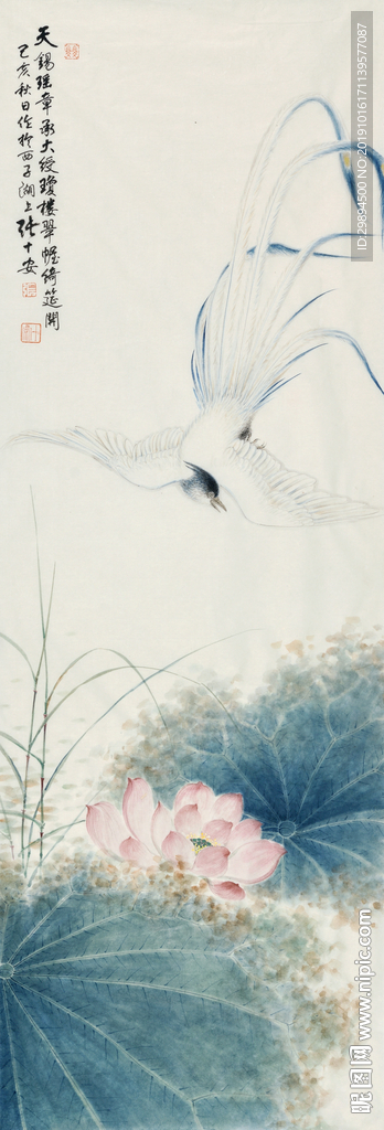 工笔画水墨画荷花装饰画