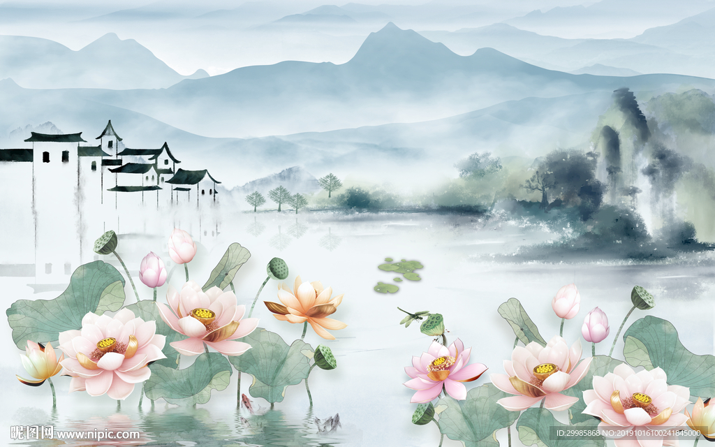 新品新山水风景画 tif分层