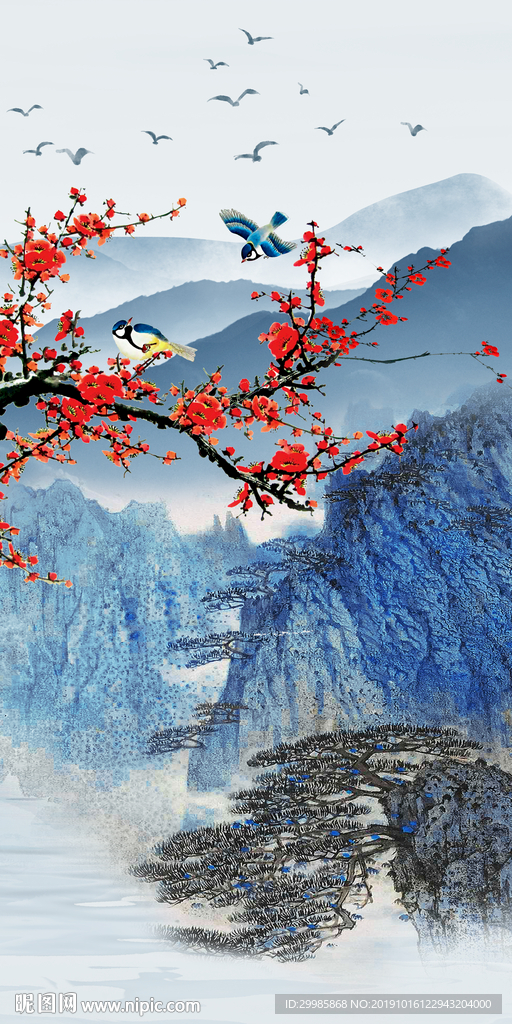 中式山水图 tif分层