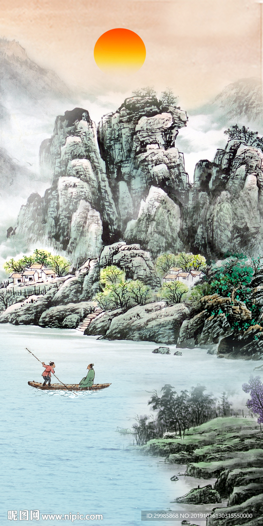 旭日中式风山水 tif分层