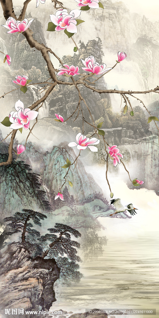 国画中式风山水 tif分层