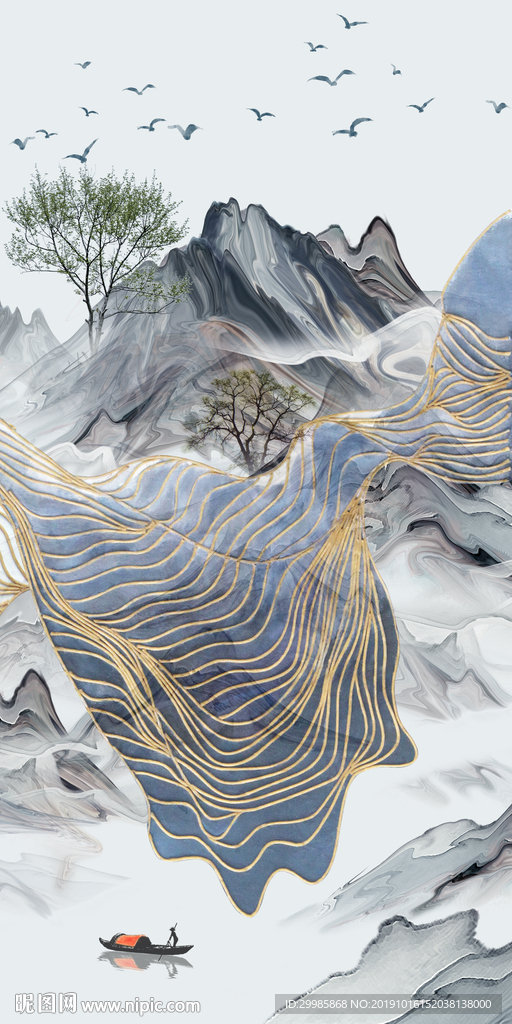 高档中国风山水 tif分层