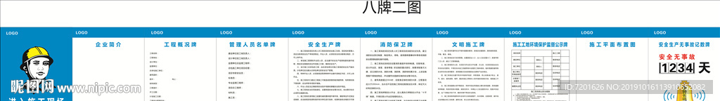 八牌二图 工地制度牌 工地安全