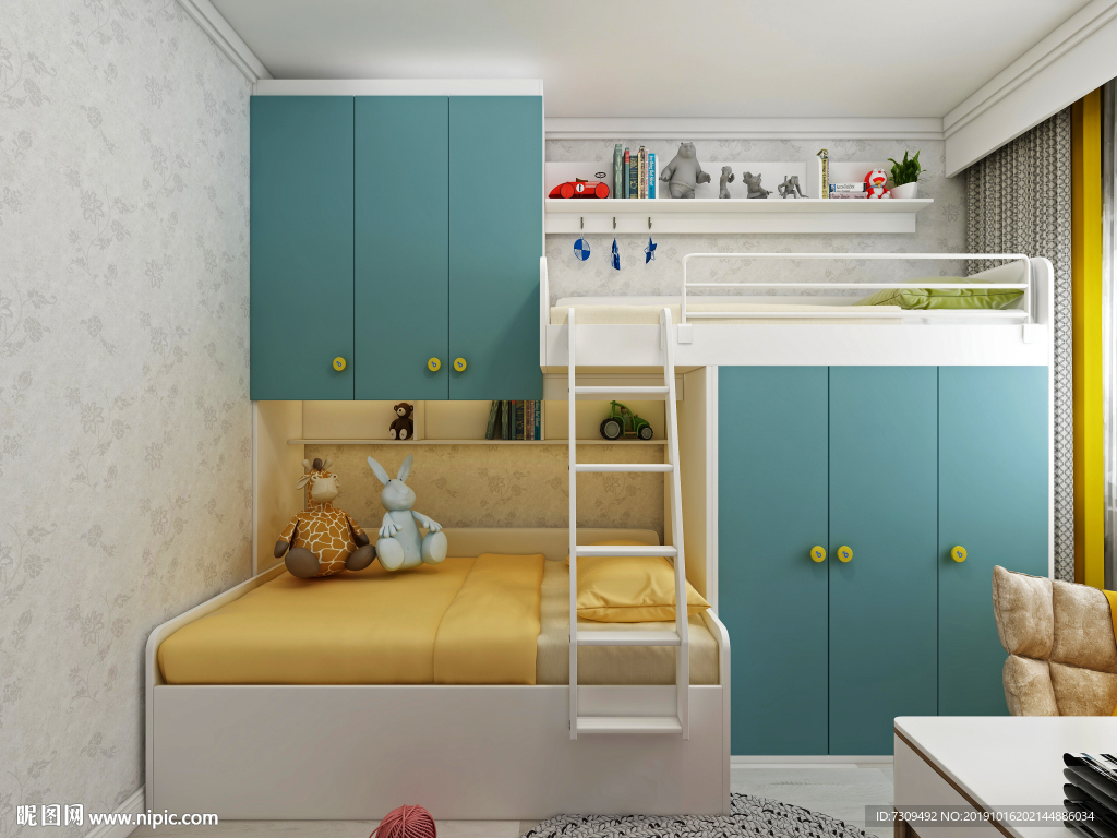 新中式清新家居儿童房效果图