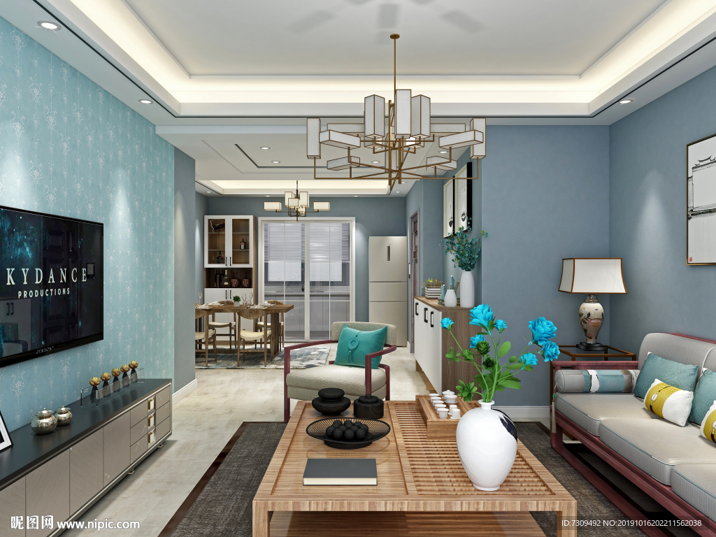 新中式风客厅装修效果图