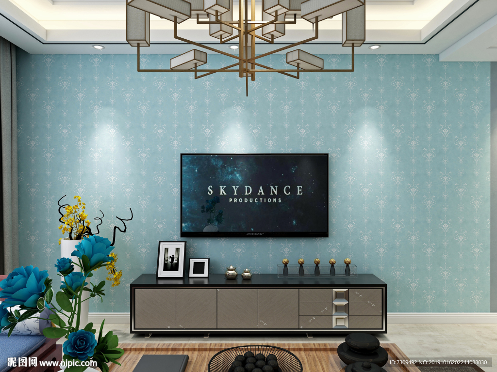 新中式客厅电视背景墙效果