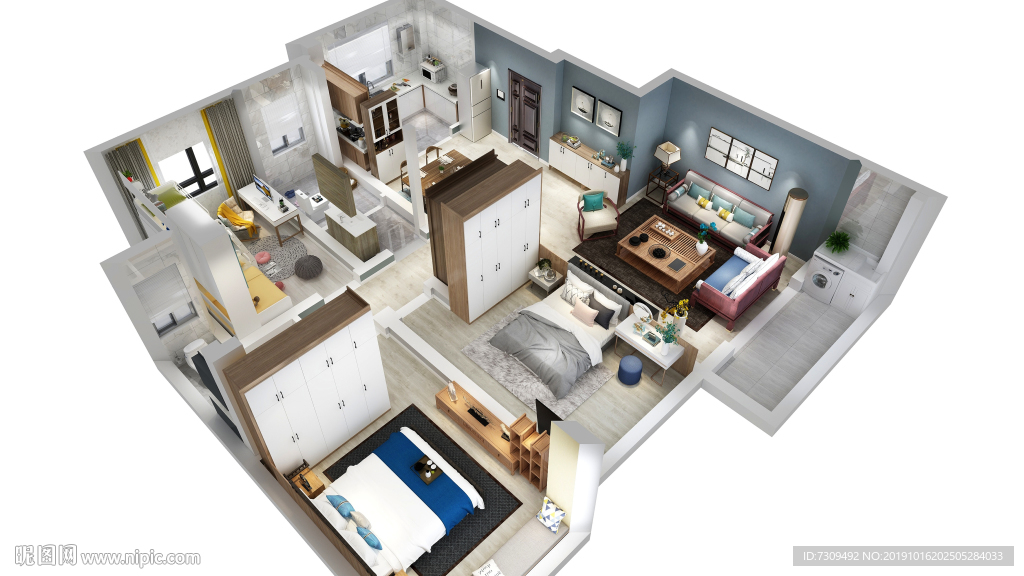 新中式家居装修户型效果图