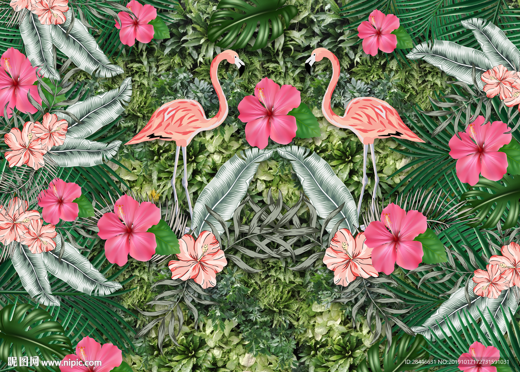 火烈鸟网红婚礼背景墙