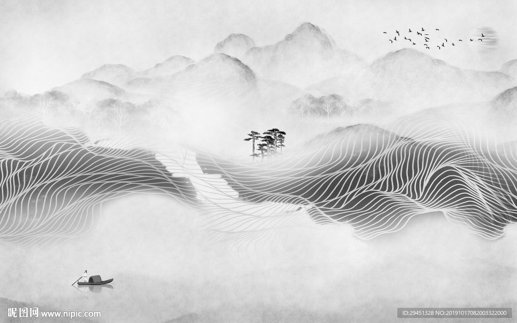 中式意境新山水画 TIF分层