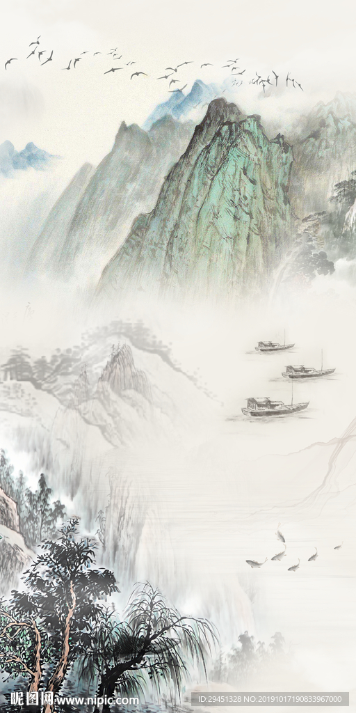 大气山水装饰画 TIF分层