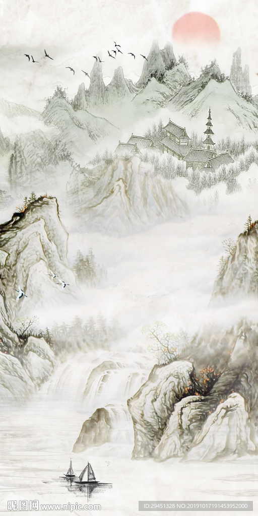 玄关山水装饰画 TIF分层