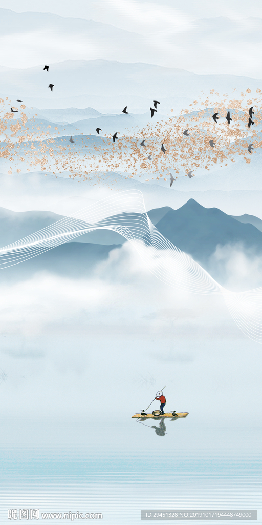 中式 新山水装饰画 TIF分层