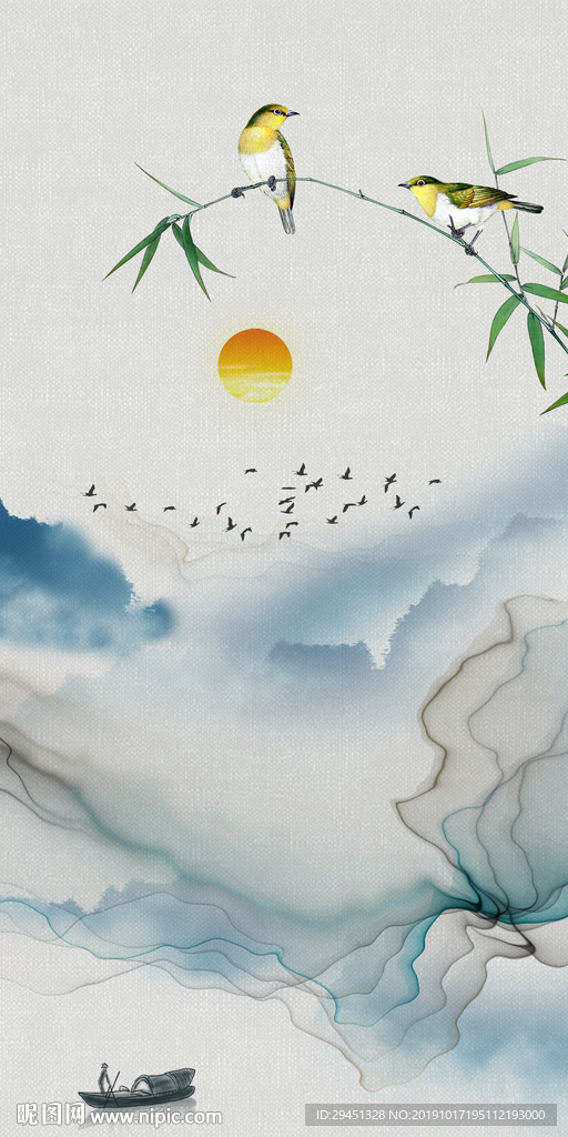 风景新山水装饰画 TIF分层