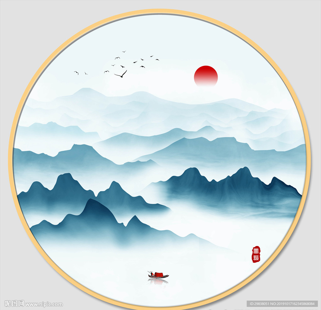圆形水墨