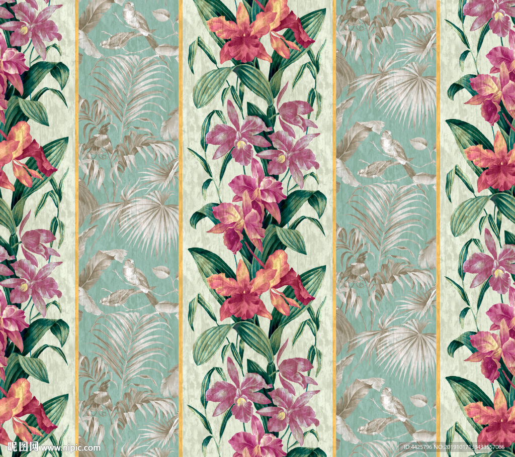 高清手绘花卉印花