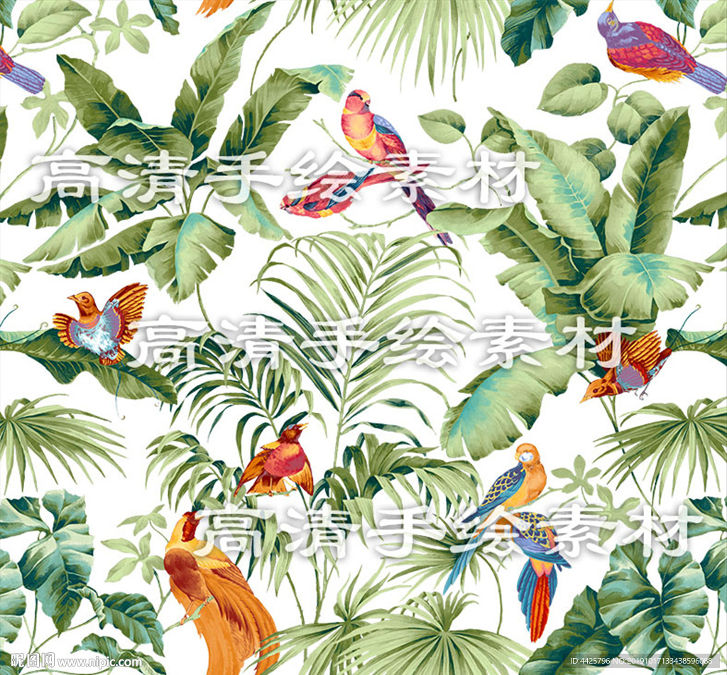 高清手绘花卉印花